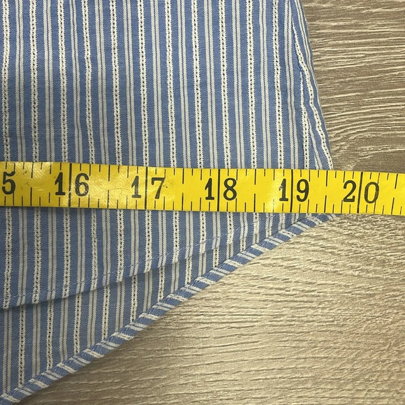 Ivanka Trump Blue and White Striped Short Flutter Sleeve Blouse Lace S - Picture 8 of 15